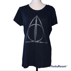Harry Potter XL t shirt deathly hallows short sleeve black silver